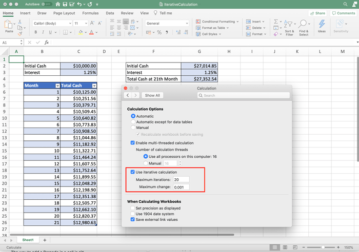 excel for mac 2011 iterative calculations